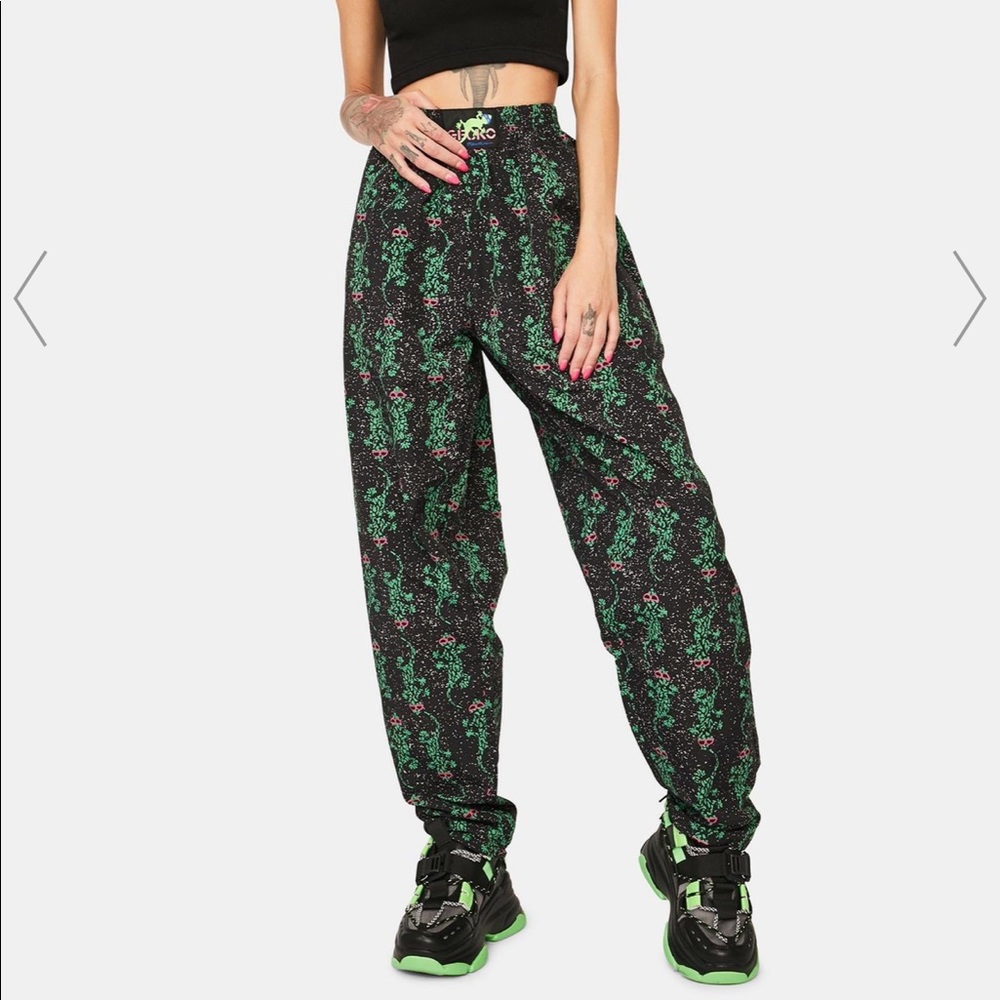 Dolls Kill Gecko Hawaii beach pants with geckos
